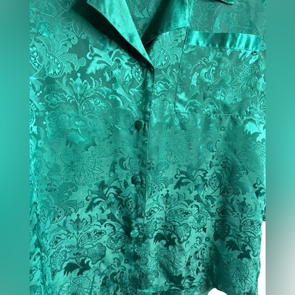 NWT 80s Victoria's Secret Jade Green Gold Crown Label Lounge Top Small w flaws - Picture 6 of 10